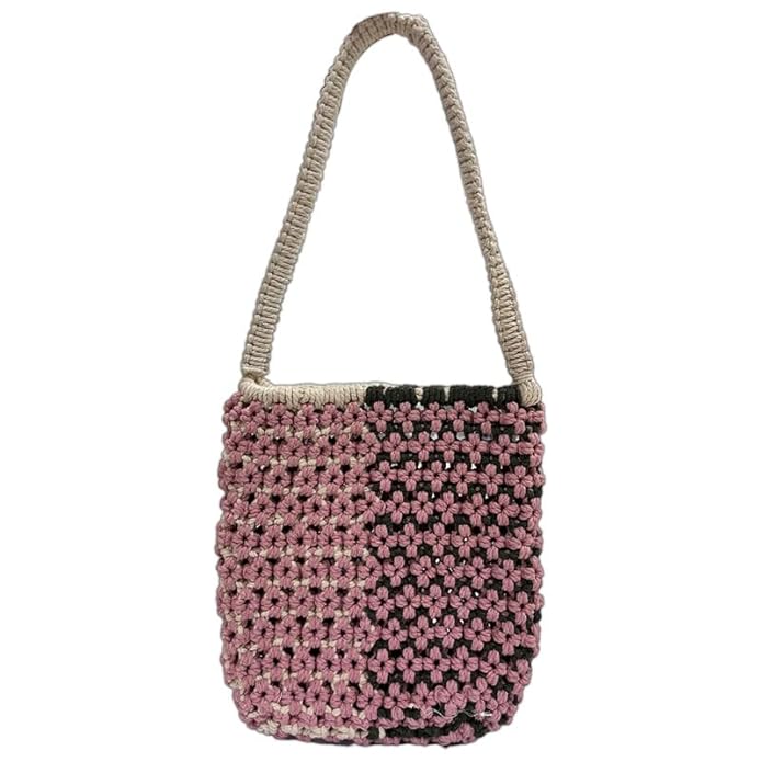 Handcrafted Multicolor Tote Macrame Bag for Women (Colorwave)