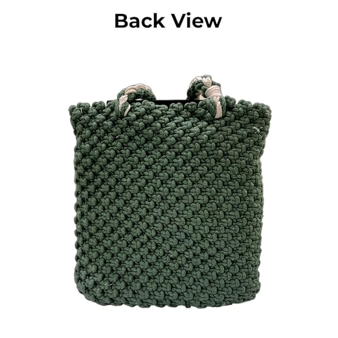 Handcrafted White and Olive Green Macrame Bag for Women ( OliveFrost)