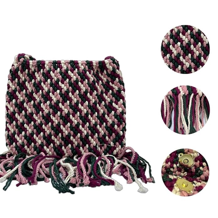 Handcrafted Multicolored Macrame Bag for Women (VibrantWeave)
