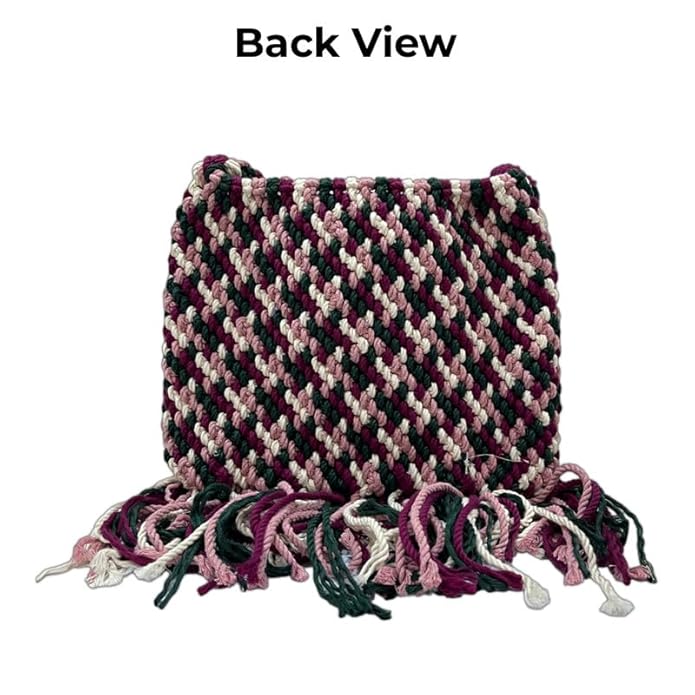 Handcrafted Multicolored Macrame Bag for Women (VibrantWeave)