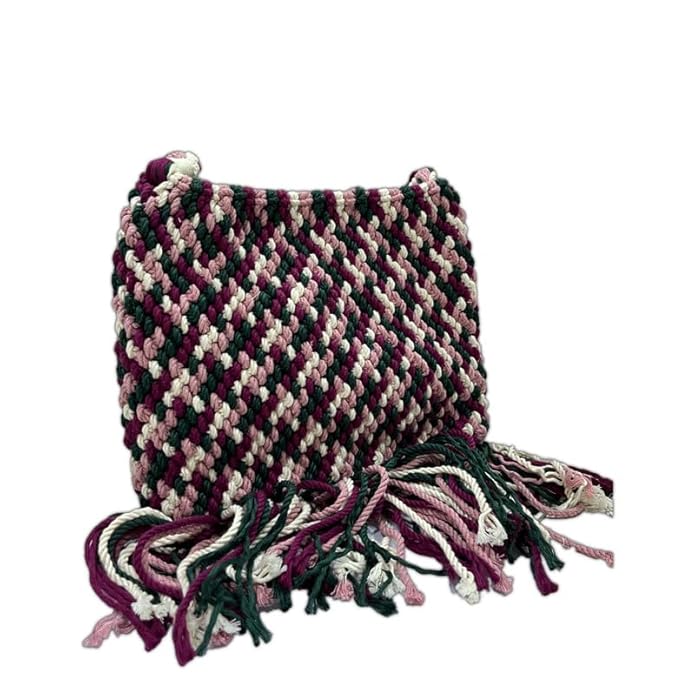 Handcrafted Multicolored Macrame Bag for Women (VibrantWeave)