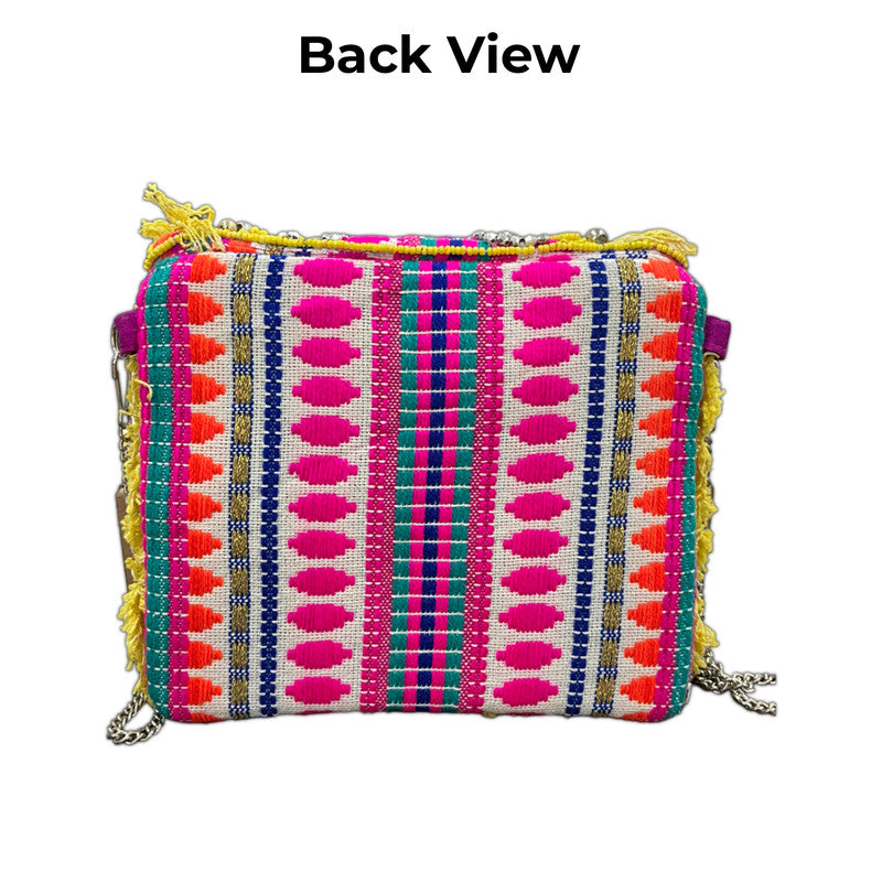 Women Ethnic Embellished Handmade Yellow Boho Bag