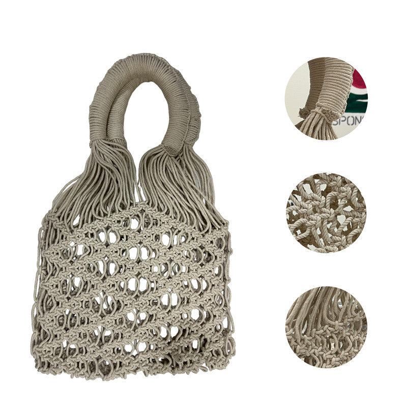 Handwoven Macrame Beach Bag for Women (BeachGlow)