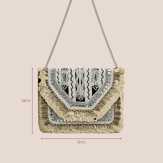 Women Ethnic Embellished Handmade Designer Pearlstone Boho Bag