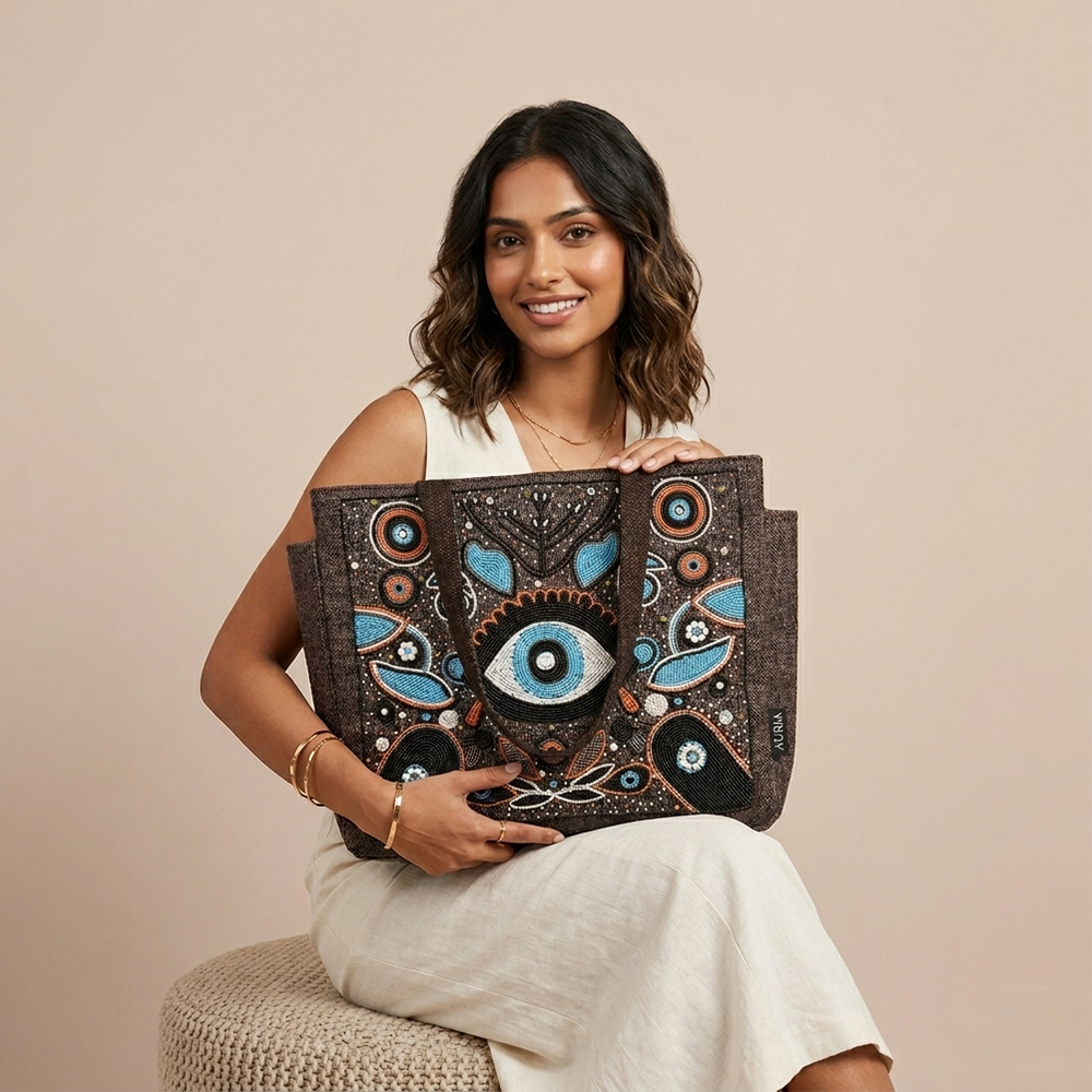 Stylish Combo Pack- Evil Eye Tote & Macrame Sling Set