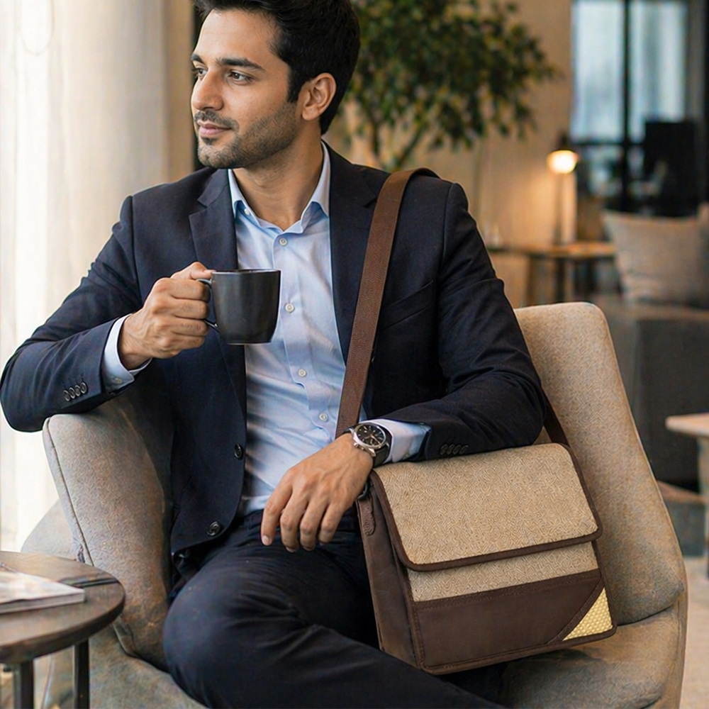 Unisex Jute Laptop Bag – Brown & Handcrafted