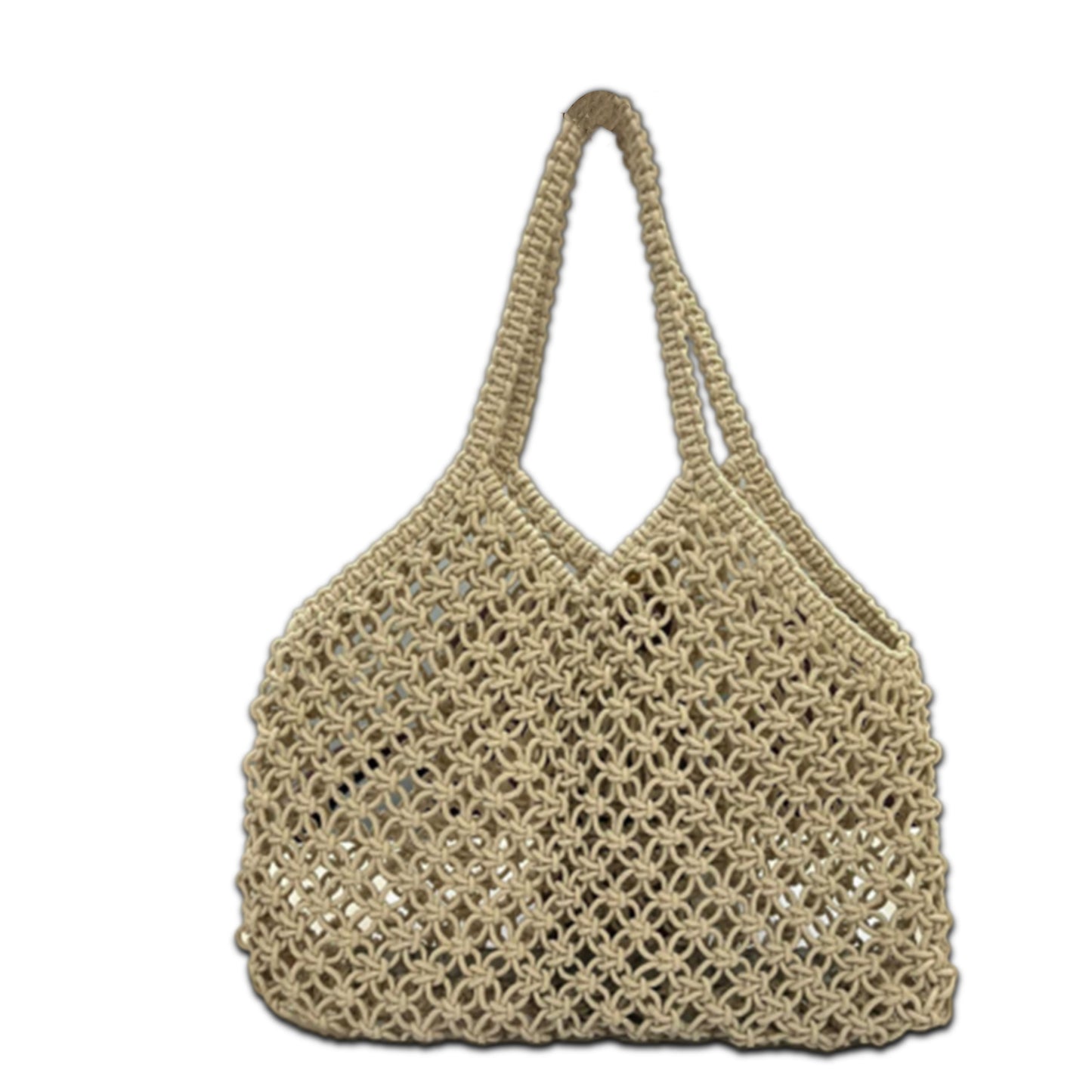 Handcrafted Off White Macrame Tote Bag for Women (Seabreeze)