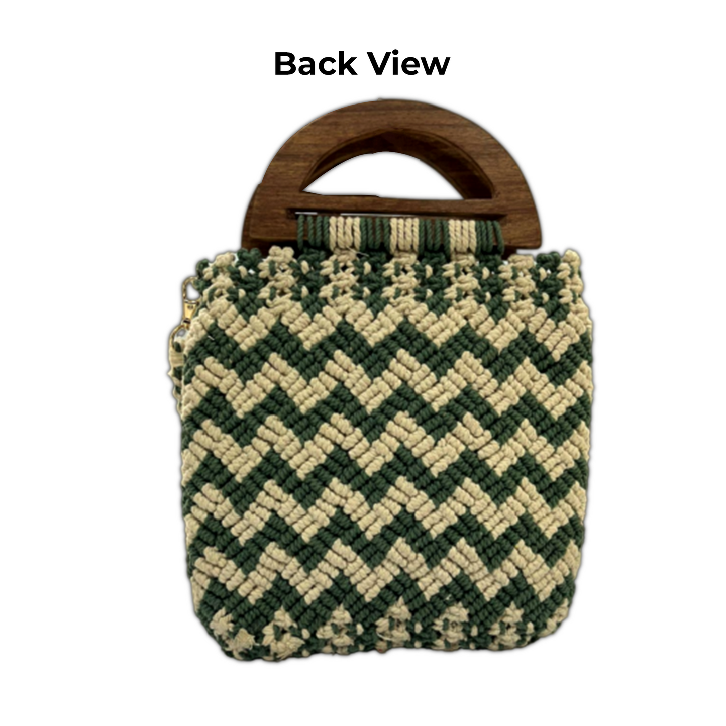 Handmade Green & Beige Chevron Macrame Bag for Women (MintyLoom)