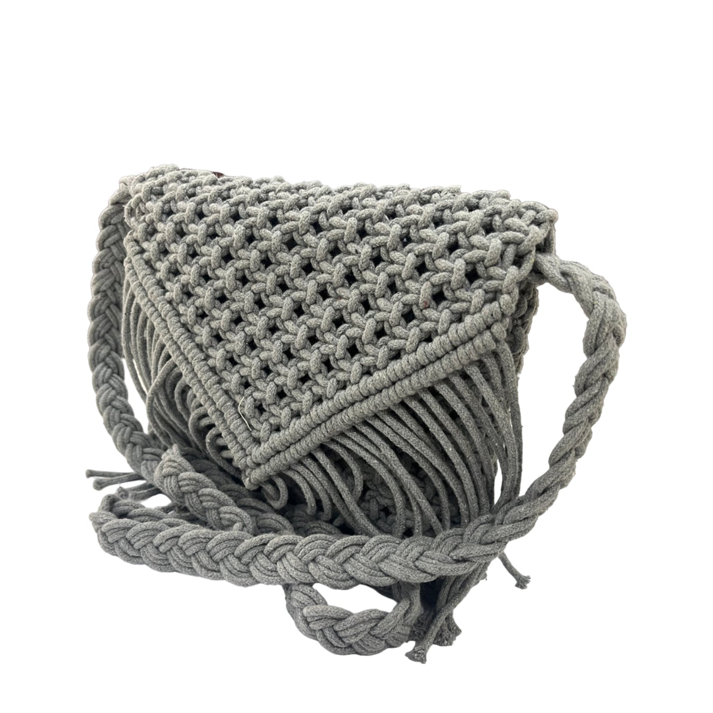 Handmade Macrame Grey Crossbody Bag for Women (Mist)
