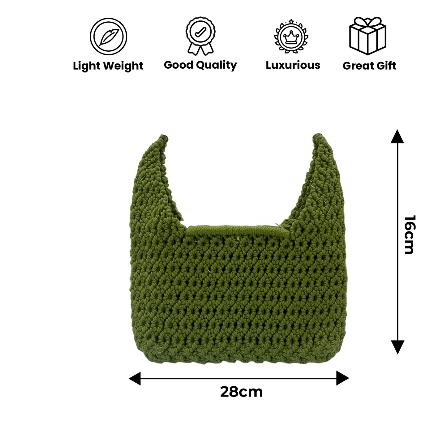 Handcrafted Olive Green Macrame Bag for Women (Forestique)