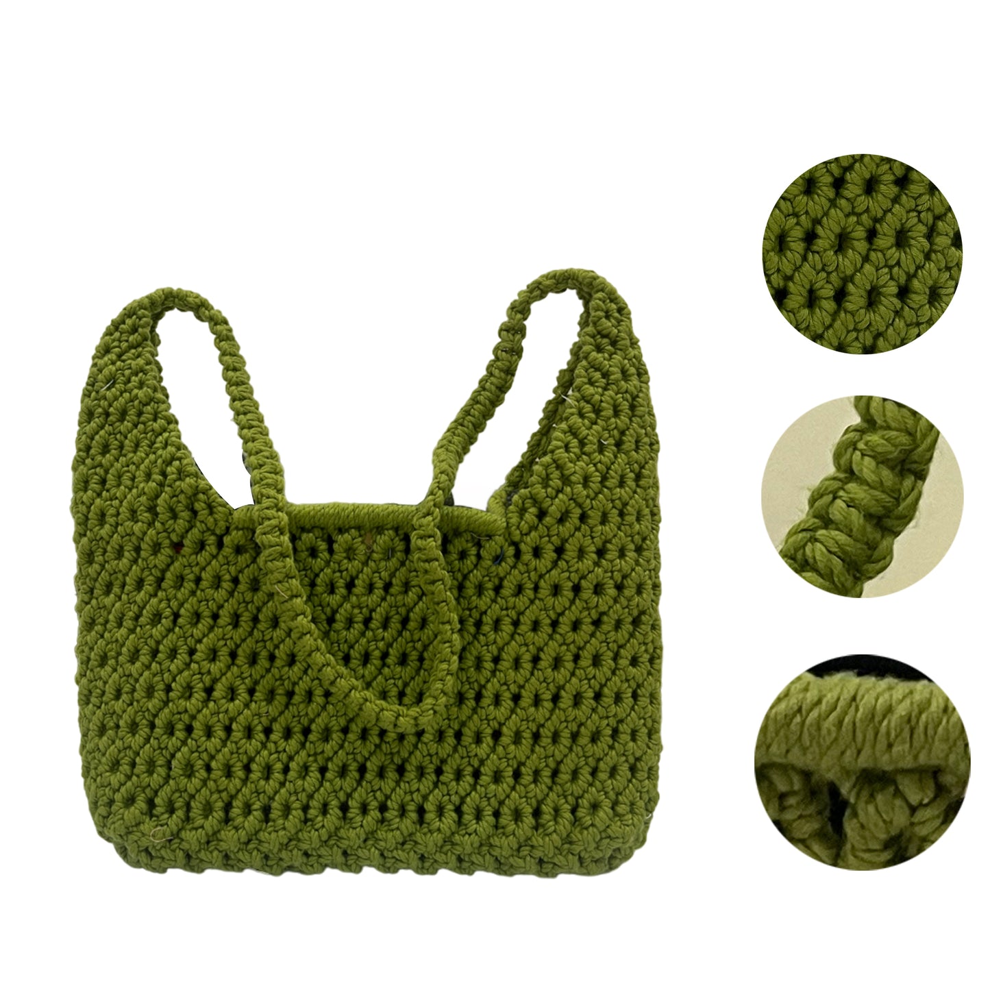 Handcrafted Olive Green Macrame Bag for Women (Forestique)