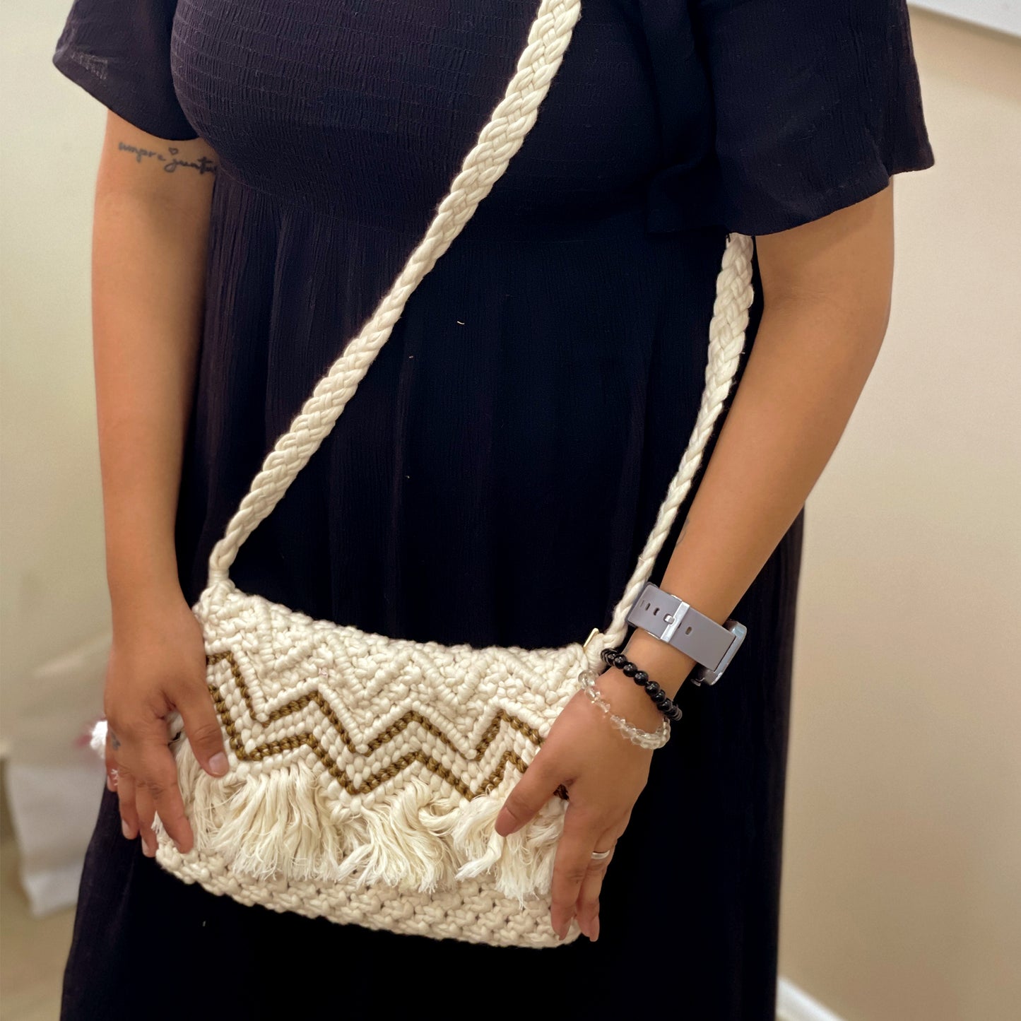 Handmade Stylish Macrame Bag for Women (FringeFusion)