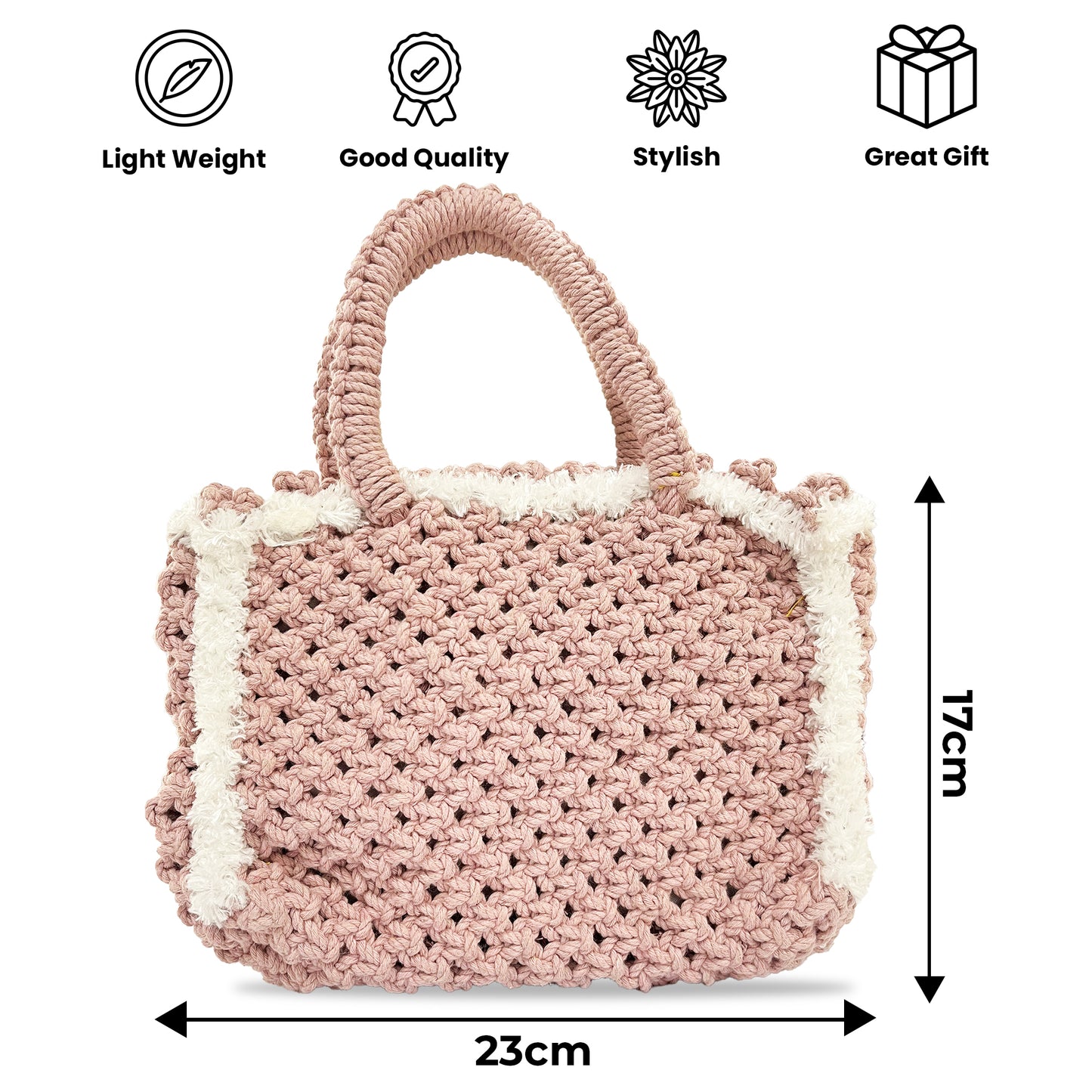 Handcrafted Pink Crochet Bag with Tassel for Women (PinkParadise)