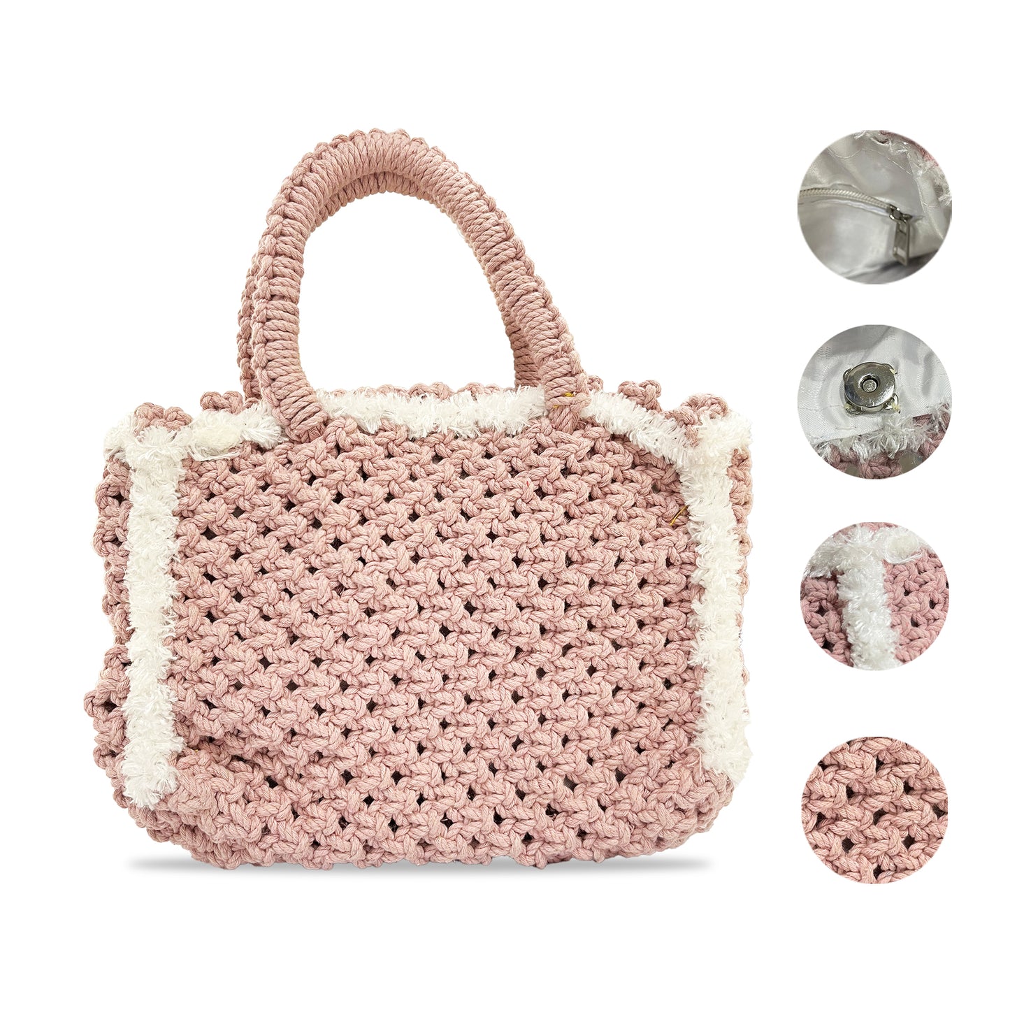 Handcrafted Pink Crochet Bag with Tassel for Women (PinkParadise)