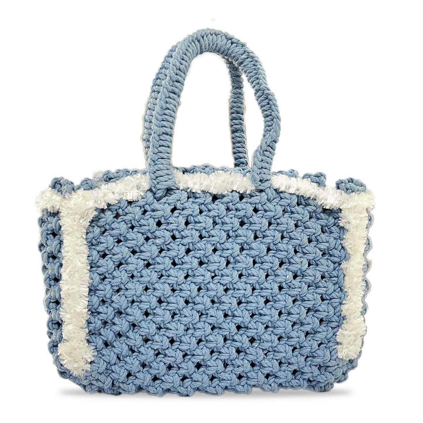 Maresse Handcrafted Bohemian Blue Crochet Bag with Tassel (Blue Wave)