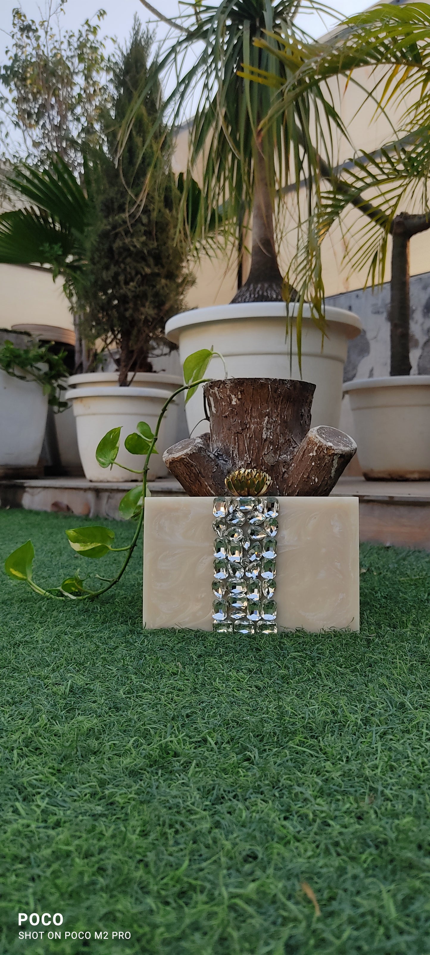Handcrafted Resin Clutch with Embellished Stones for Women (Core)
