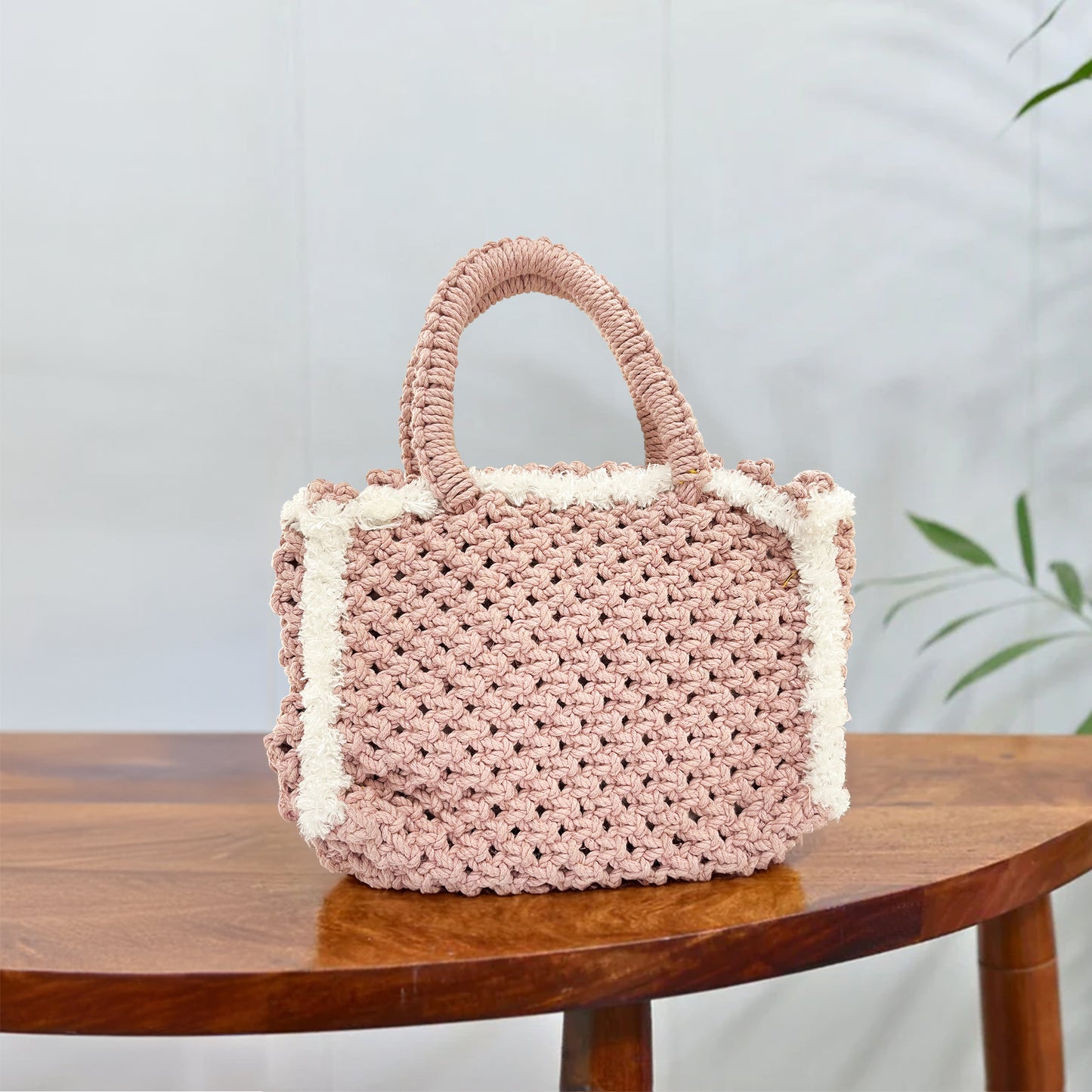 Handcrafted Pink Crochet Bag with Tassel for Women (PinkParadise)