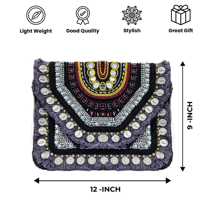Women's Day Gift : Purple Boho Bag + Rose, Chocolate & Scrunchies