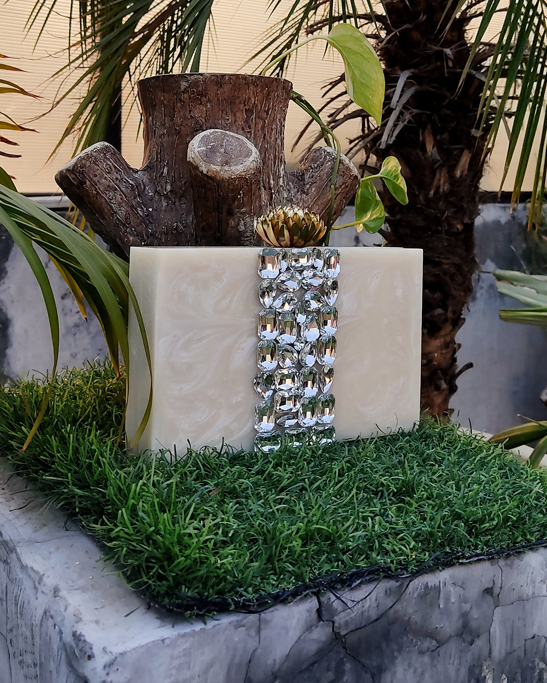 Handcrafted Resin Clutch with Embellished Stones for Women (Core)