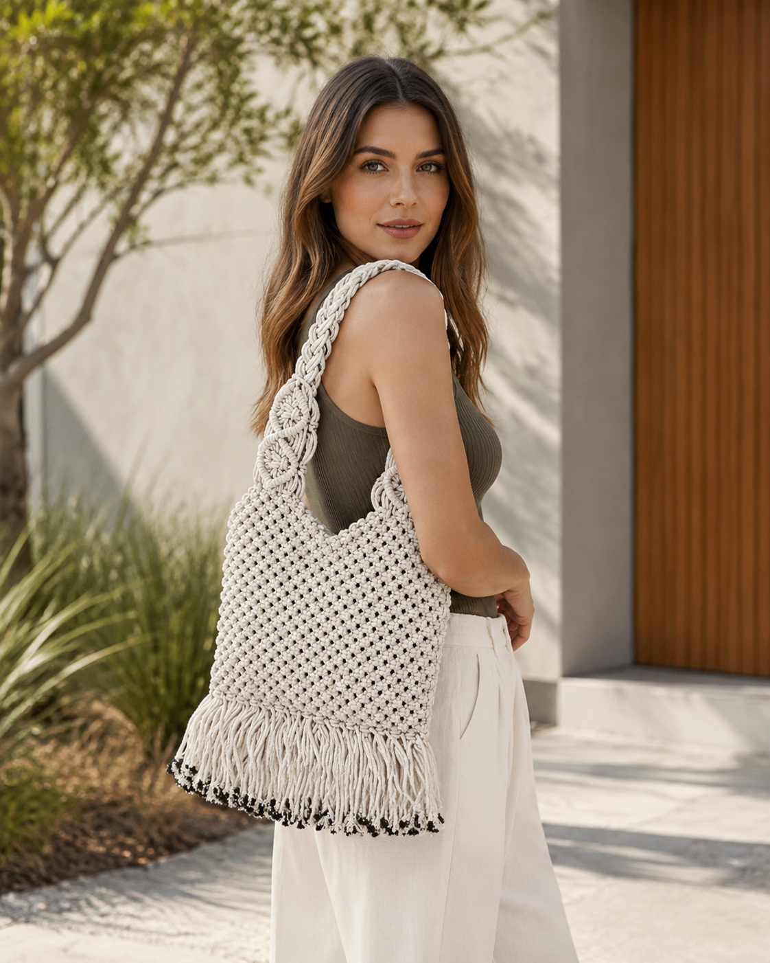 Handmade Macrame Tote Bag for Women (Knotara)
