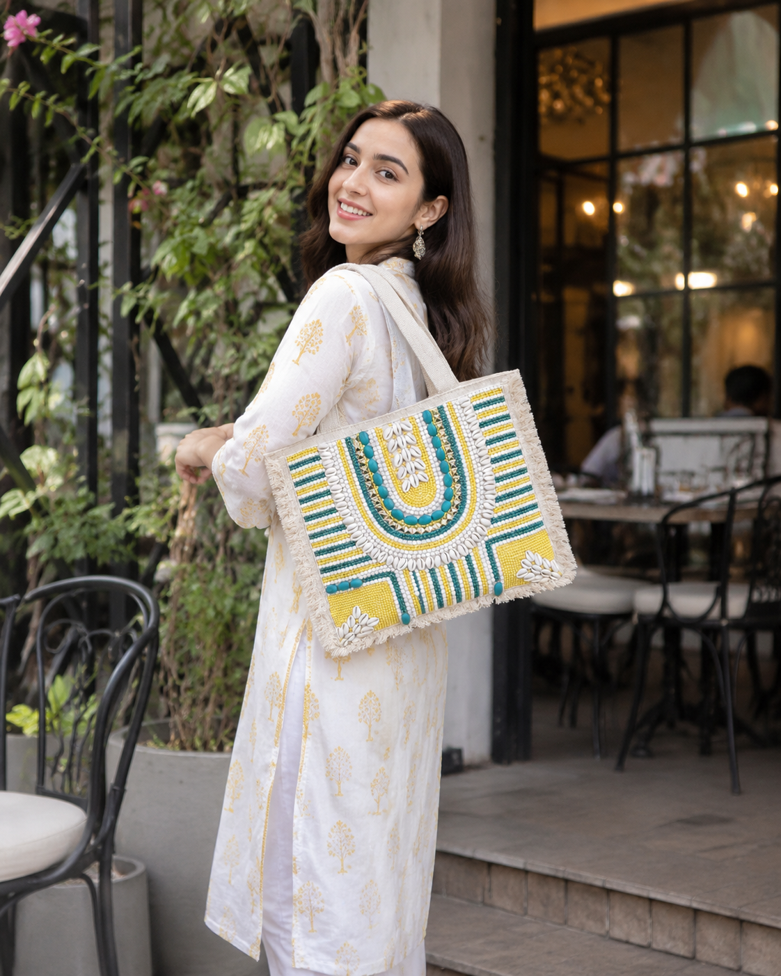 Hancrafted Bohemian Jute Tote Bag for Women (Nirvaan)
