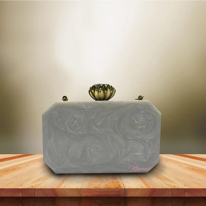Women's Day Gift : Resin Clutch + Rose, Chocolate & Scrunchies