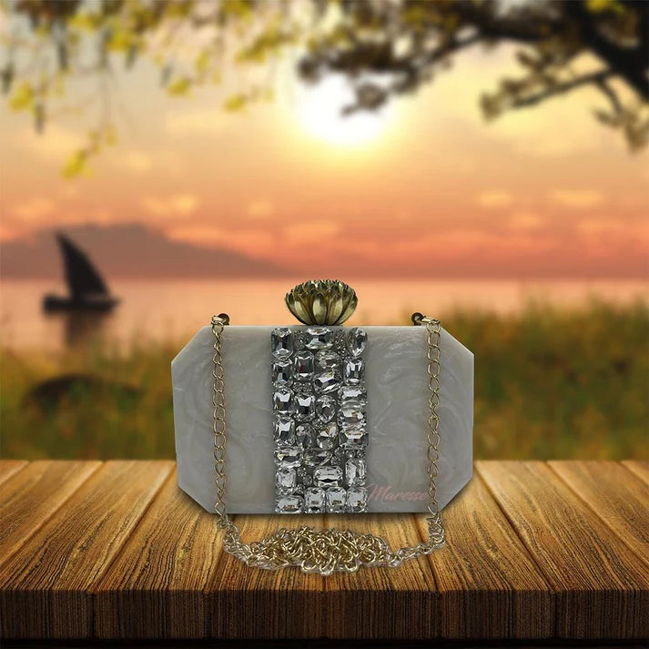 Women's Day Gift : Resin Clutch + Rose, Chocolate & Scrunchies