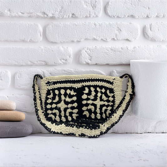 Handcrafted Macrame Two-Tone Crochet Crossbody Bag for Women (TwilightWeave)