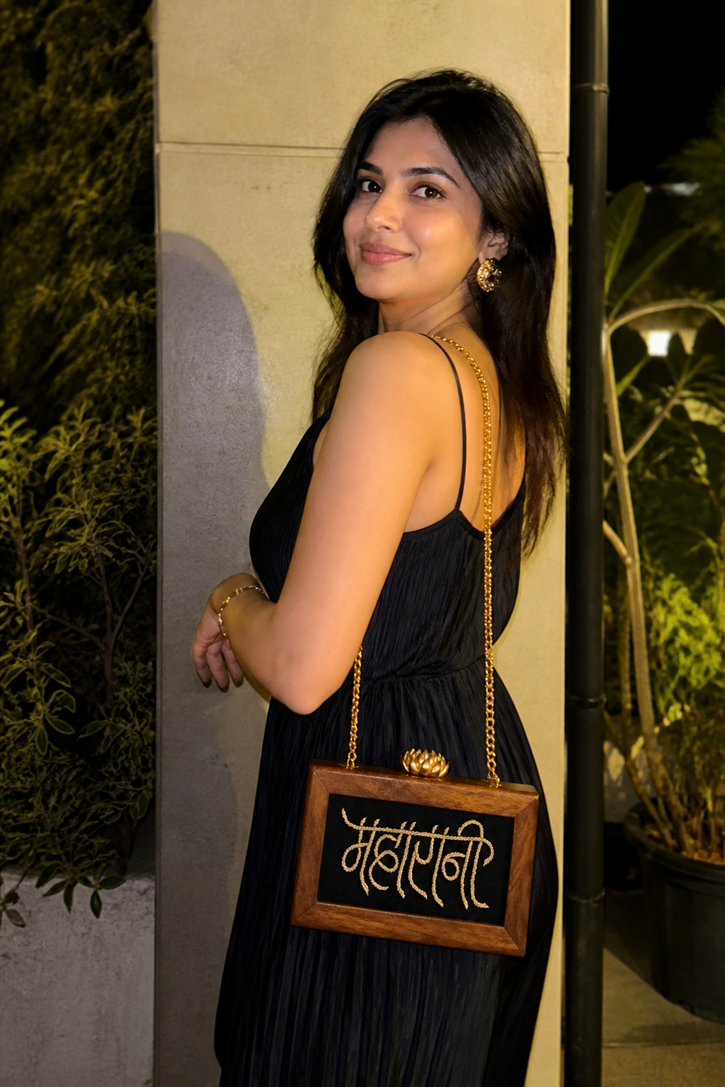 Handcrafted Women Maharani Embroidery Wooden Clutch for Women