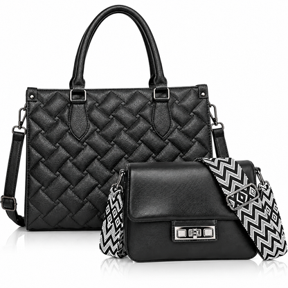 Maresse Women’s Black Purse Set of 2, Premium Tote Handbag with Matching Crossbody Bag