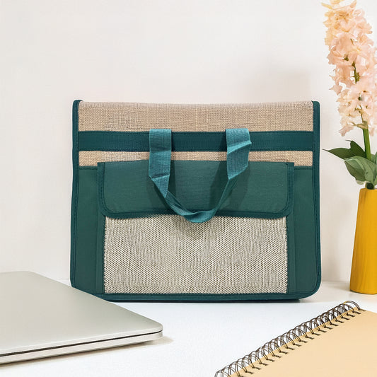 Maresse Jute Green Laptop Bag for Men and Women