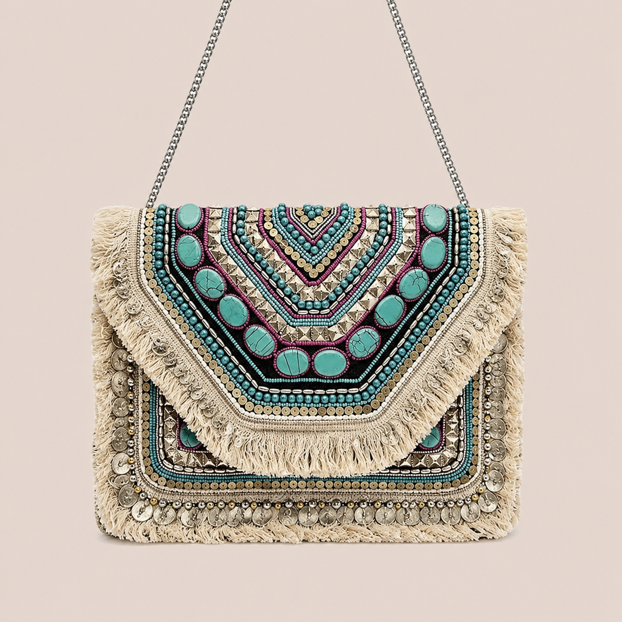 Women's Ethnic Handmade Boho Bag(Indigo Oasis)