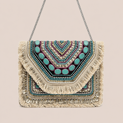 Women's Ethnic Handmade Boho Bag(Indigo Oasis)