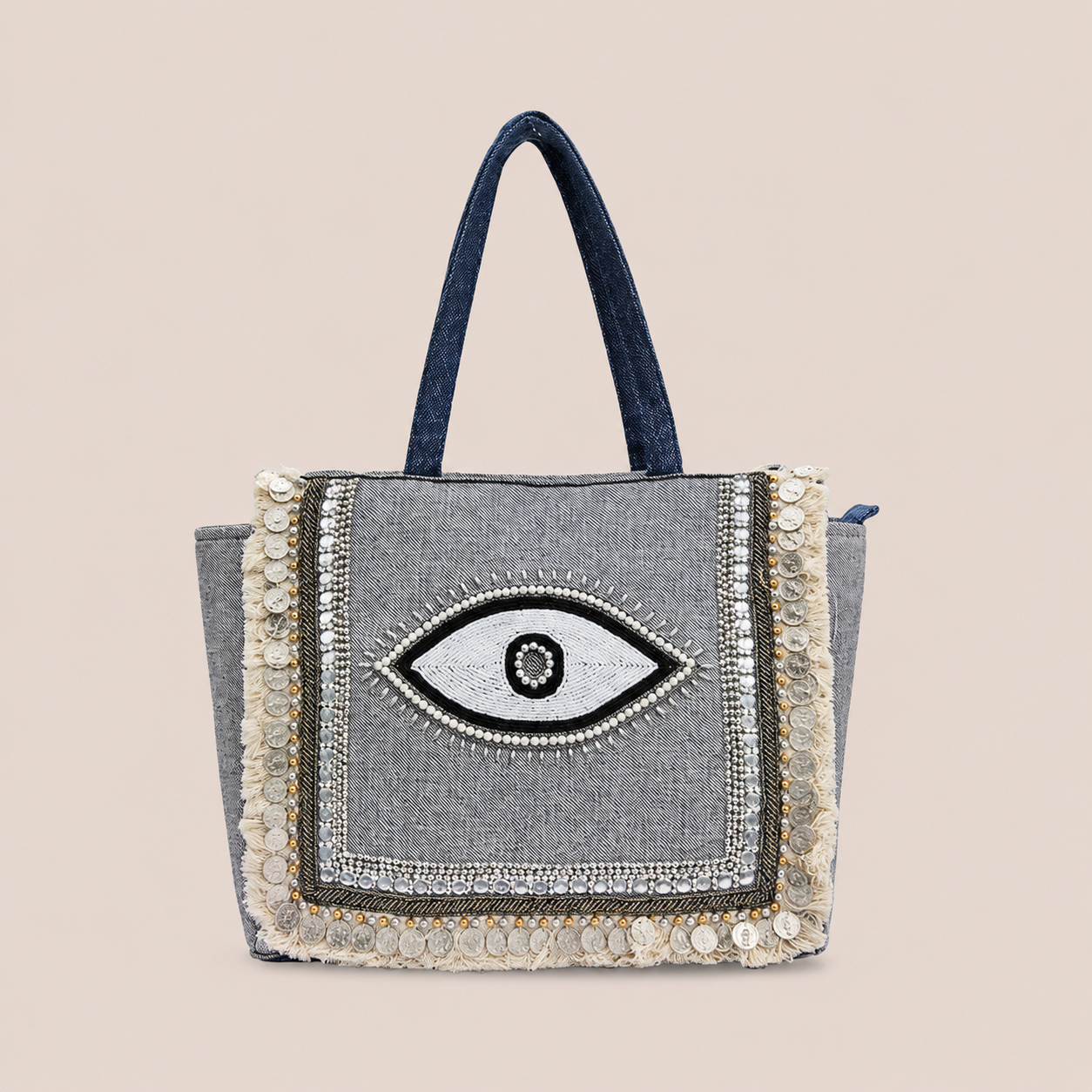 Boho Chic Eye Pattern Grey Tote Bag for Women