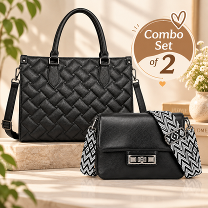 Maresse Women’s Black Purse Set of 2, Premium Tote Handbag with Matching Crossbody Bag