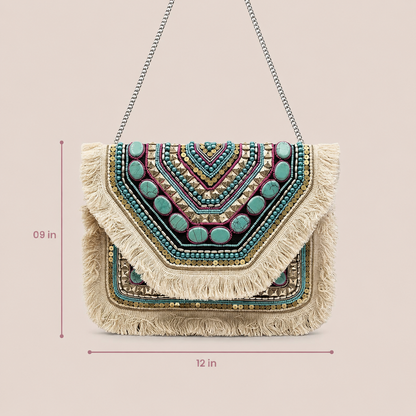 Women's Ethnic Handmade Boho Bag(Indigo Oasis)