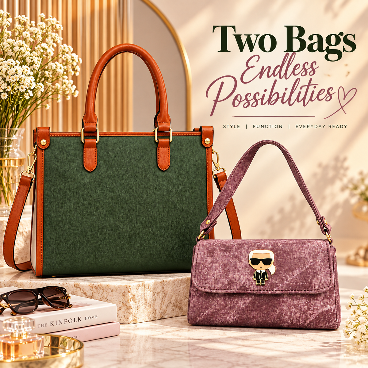 Maresse Green Tote & Sling Bag Combo for Women | Everyday Style Duo