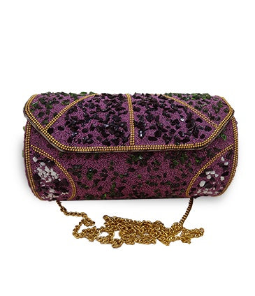 Handcrafted Elegant Metal Round Clutch Pink for Women