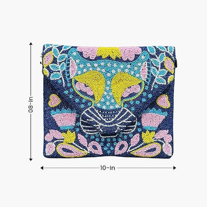 Women Ethnic Embellished Handmade Boho Bag (Blue Mirage)