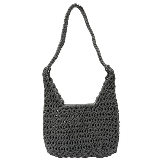 Handcrafted Elegant Grey Tote Macrame Bag for Women (EcoLuxe)