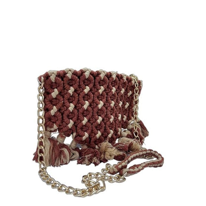 Handcrafted Maroon Macrame Bag with Chain(DuneChain)
