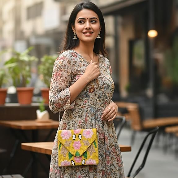 Women Ethnic Embellished Handmade Boho Bag (Flower Bloom)