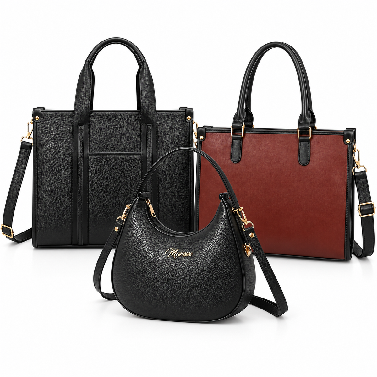 Maresse Faux Leather 2 Tote Bags for Women + FREE Hobo Bag