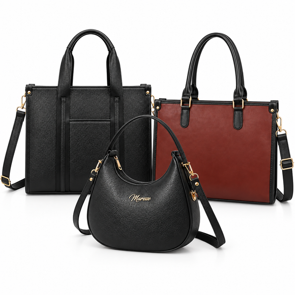 Maresse Faux Leather 2 Tote Bags for Women + FREE Hobo Bag