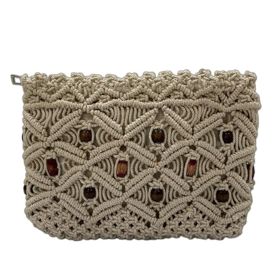 Hancrafted Macrame Bag with Wooden Bead Accents for Women (Verdant)