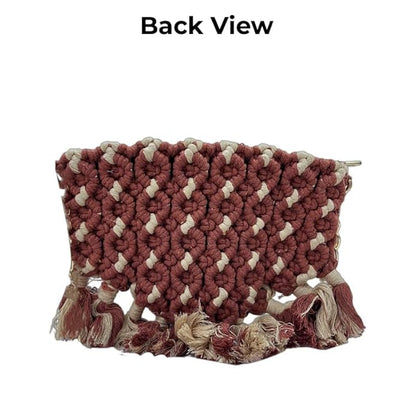Handcrafted Maroon Macrame Bag with Chain(DuneChain)