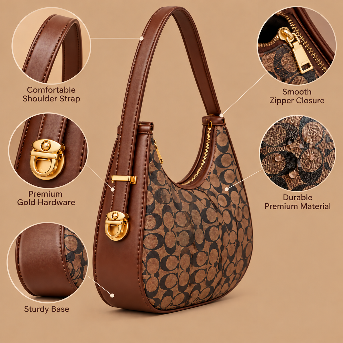 Maresse Hobo Shoulder Bag for Women | Printed Faux Leather
