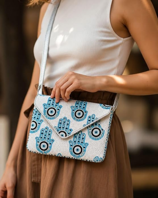 Women Ethnic Embellished Handmade Boho Bag (Evil Eye)