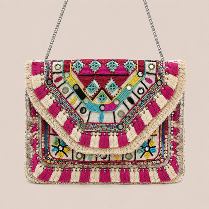 Women Ethnic Embellished Handmade Designer Boho Bag (Wildflower Dreams)