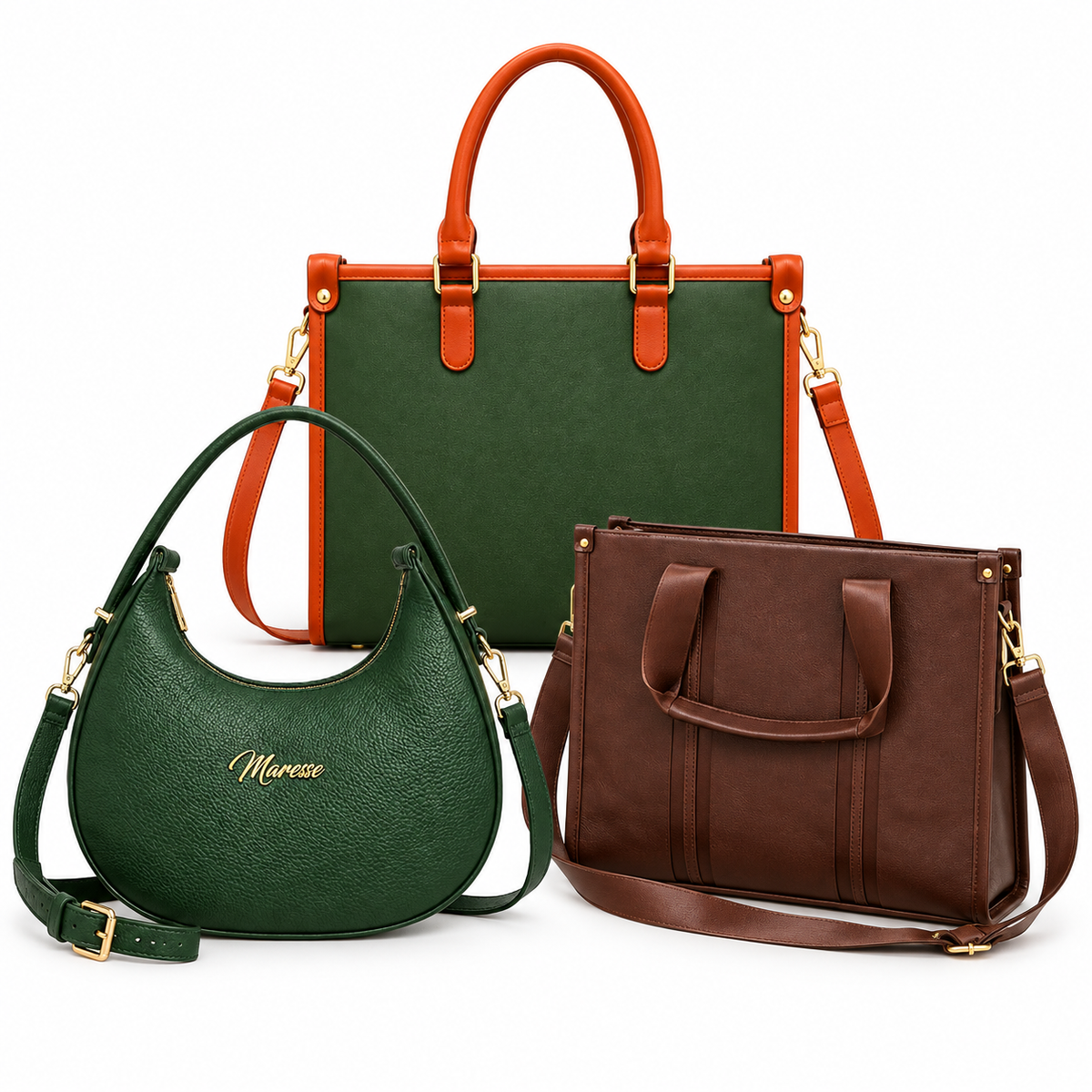 Maresse Faux Leather 2 Tote Bags for Women + FREE Hobo Bag